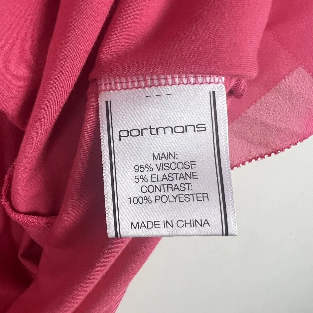 New Portmans Top Blouse Pink Short Sleeve V-Neck Office Casual Size L 14 - Picture 6 of 9